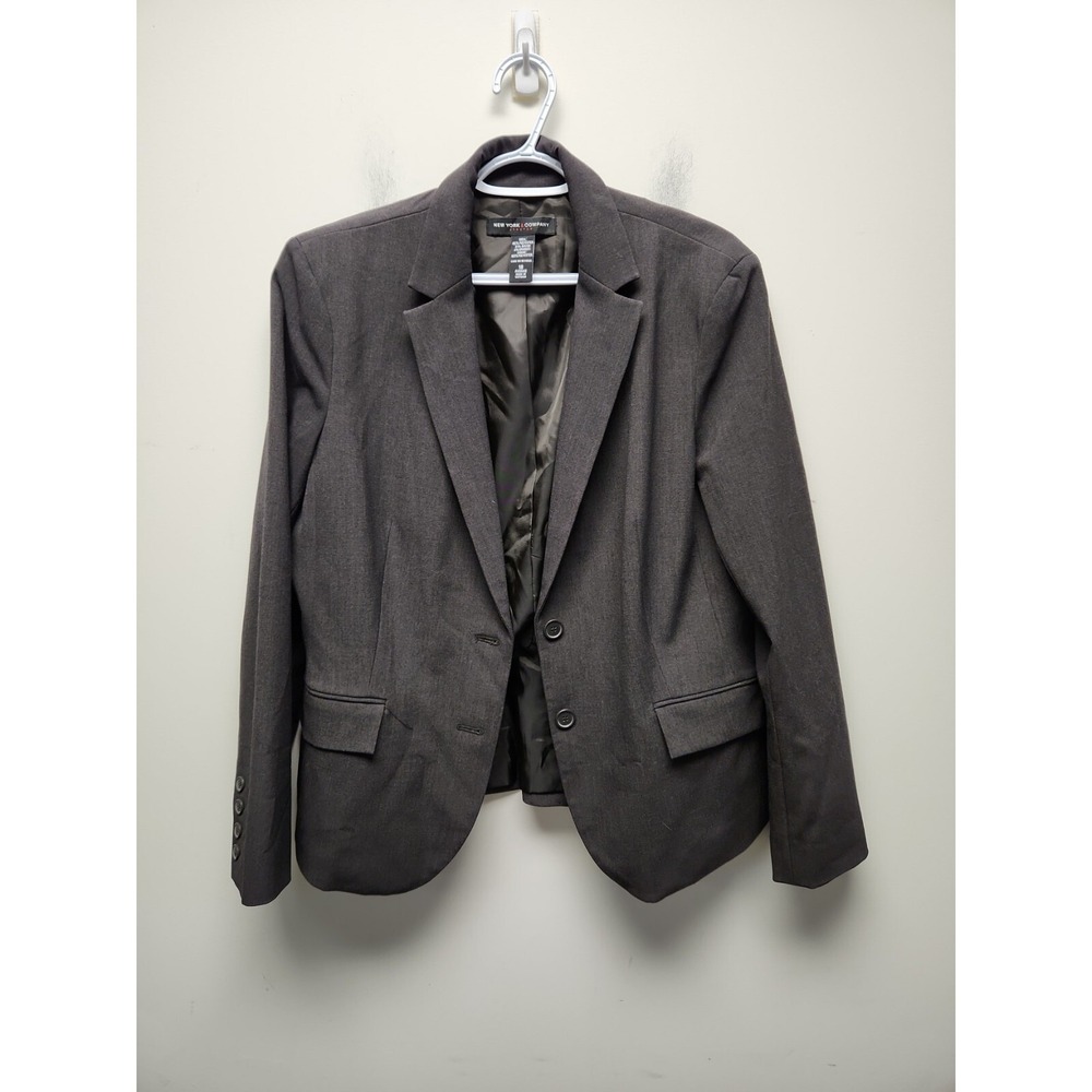 New York & Company Stretch Size 18 Two Button Blazer Jacket Black
